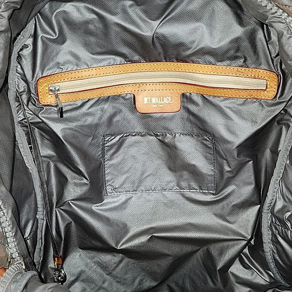 MZ Wallace Quilted Gray Nylon Backpack